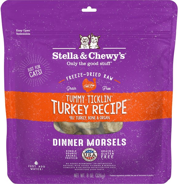 Stella & Chewy's Tummy Ticklin' Turkey Dinner Morsels Freeze-Dried Raw Cat Food
