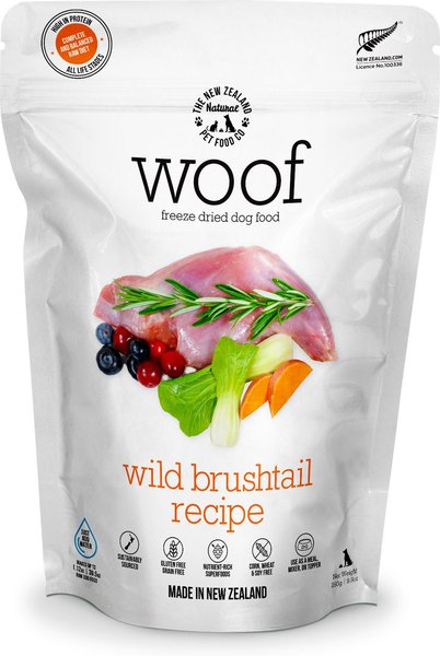 The New Zealand Natural Pet Food Co. Woof Wild Brushtail Recipe Grain-Free Freeze-Dried Dog Food