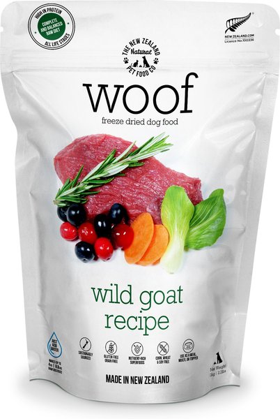 The New Zealand Natural Pet Food Co. Woof Wild Goat Recipe Grain-Free Freeze-Dried Dog Food