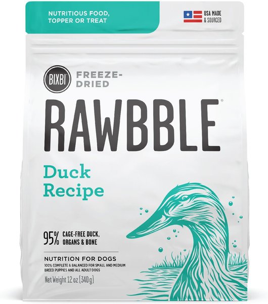 BIXBI Rawbble Duck Recipe Grain-Free Freeze-Dried Dog Food