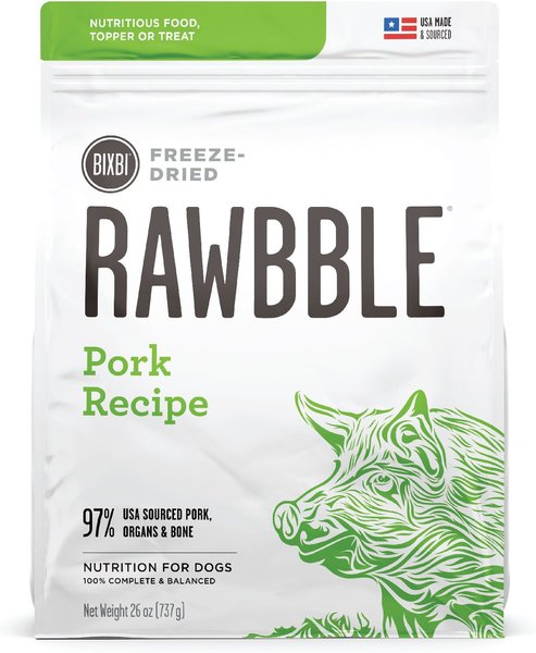 BIXBI Rawbble Pork Recipe Grain-Free Freeze-Dried Dog Food