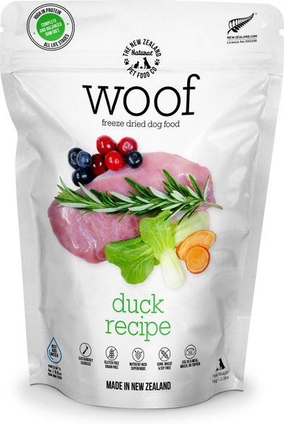 The New Zealand Natural Pet Food Co. Woof Duck Recipe Grain-Free Freeze-Dried Dog Food