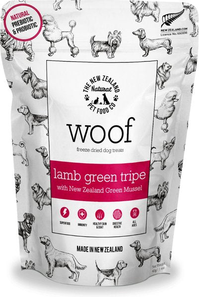 The New Zealand Natural Pet Food Co. Woof Lamb Green Tripe Freeze-Dried Dog Treats