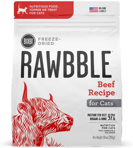 BIXBI RAWBBLE Beef Recipe Grain-Free Freeze-Dried Cat Food