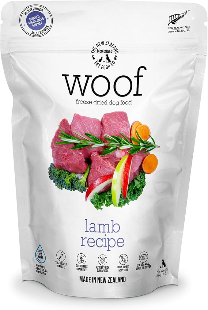 The New Zealand Natural Pet Food Co. Woof Lamb Recipe Grain-Free Freeze-Dried Dog Food