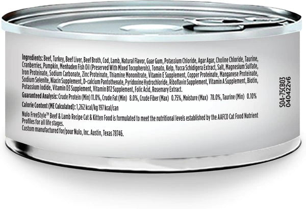 Nulo Freestyle Beef & Lamb Recipe Grain-Free Canned Cat & Kitten Food