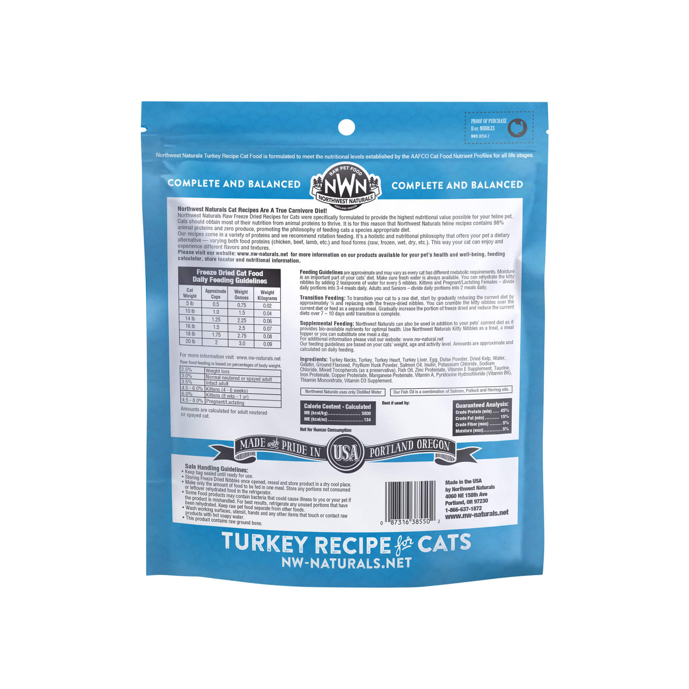 Northwest Naturals Freeze Dried Raw Diet Cat Food - Turkey