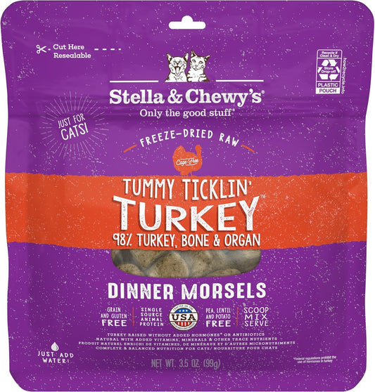 Stella & Chewy's Tummy Ticklin' Turkey Dinner Morsels Freeze-Dried Raw Cat Food
