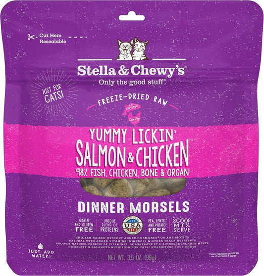 Stella & Chewy's Yummy Lickin' Salmon & Chicken Dinner Morsels Freeze-Dried Raw Cat Food