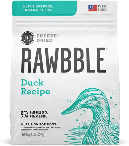 BIXBI Rawbble Duck Recipe Grain-Free Freeze-Dried Dog Food