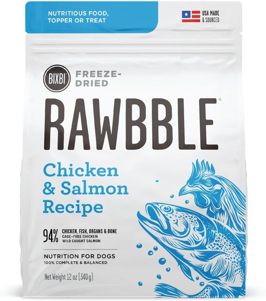 BIXBI Rawbble Chicken & Salmon Recipe Grain-Free Freeze-Dried Dog Food