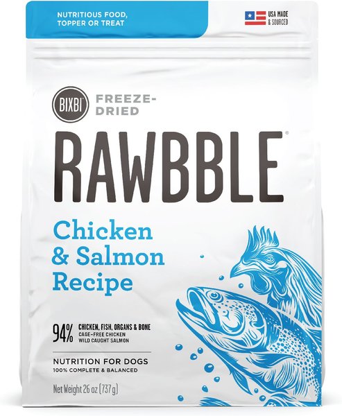 BIXBI Rawbble Chicken & Salmon Recipe Grain-Free Freeze-Dried Dog Food