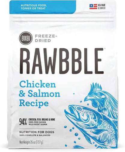 BIXBI Rawbble Chicken & Salmon Recipe Grain-Free Freeze-Dried Dog Food