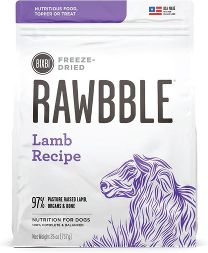 BIXBI Rawbble Lamb Recipe Grain-Free Freeze-Dried Dog Food