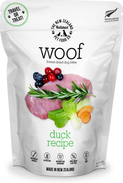 The New Zealand Natural Pet Food Co. Woof Duck Recipe Grain-Free Freeze-Dried Dog Food