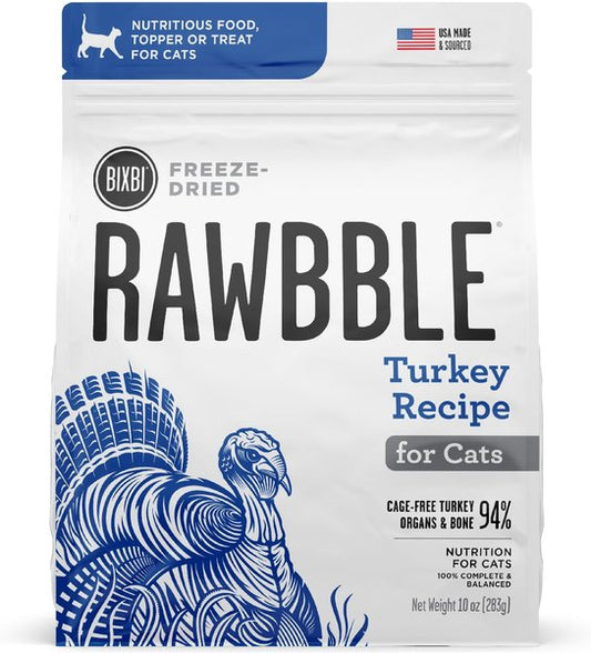 BIXBI RAWBBLE Turkey Recipe Grain-Free Freeze-Dried Cat Food,