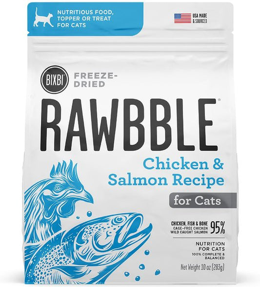 BIXBI RAWBBLE Chicken & Salmon Recipe Grain-Free Freeze-Dried Cat Food