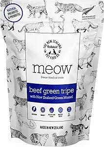 The New Zealand Natural Pet Food Co. Meow Beef Green Tripe with Green Lipped Mussel Freeze-Dried Cat Treat