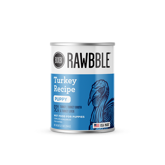 BIXBI Rawbble Grain-Free Canned Turkey Pate For Puppies Recipe Wet Dog Food