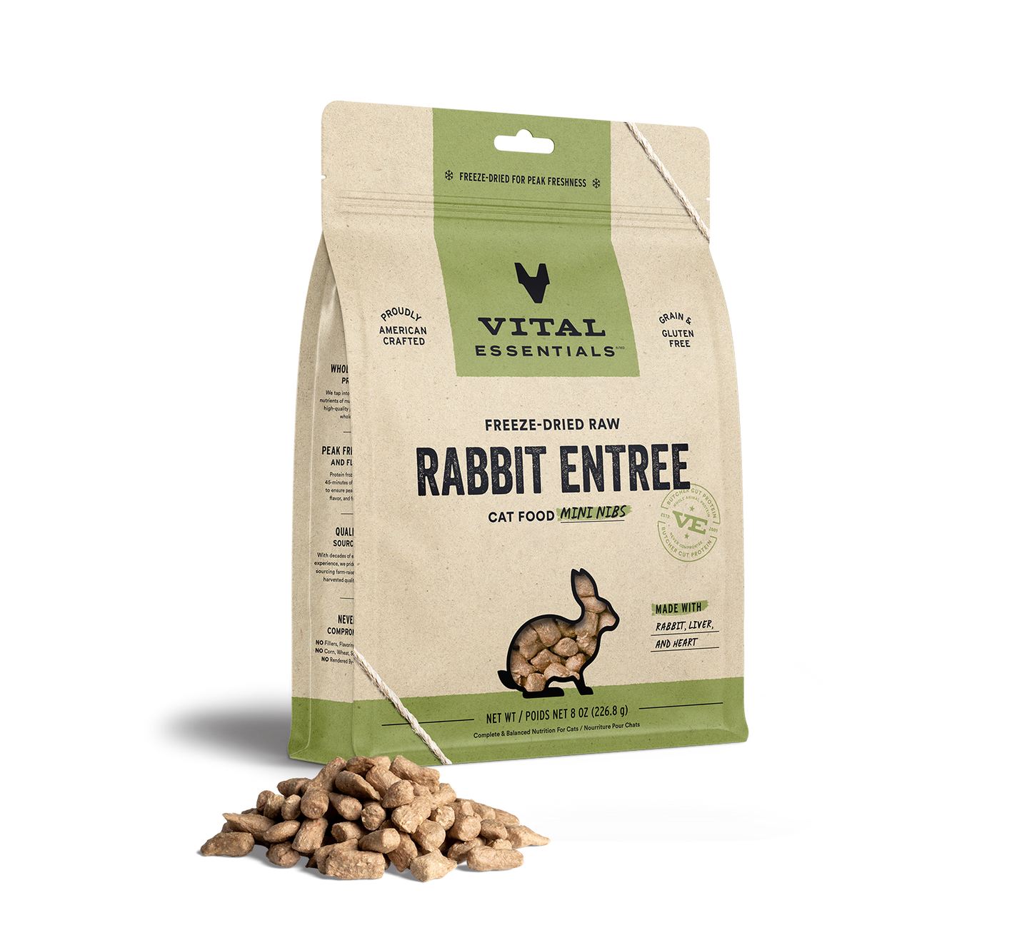 Vital Essentials Freeze-Dried Raw Rabbit Mini Nibs Entree Cat Food