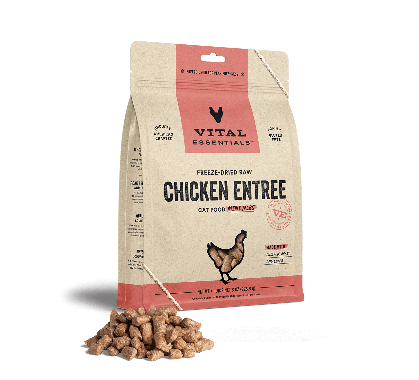 Vital Essentials Freeze-Dried Raw Chicken Mini Nibs Entree Cat Food